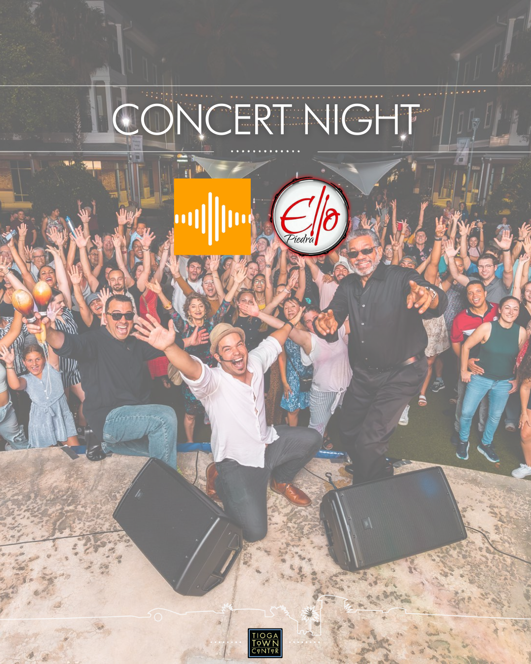 Concert night graphic of Tu Fiesta Radio and Elio Piedra