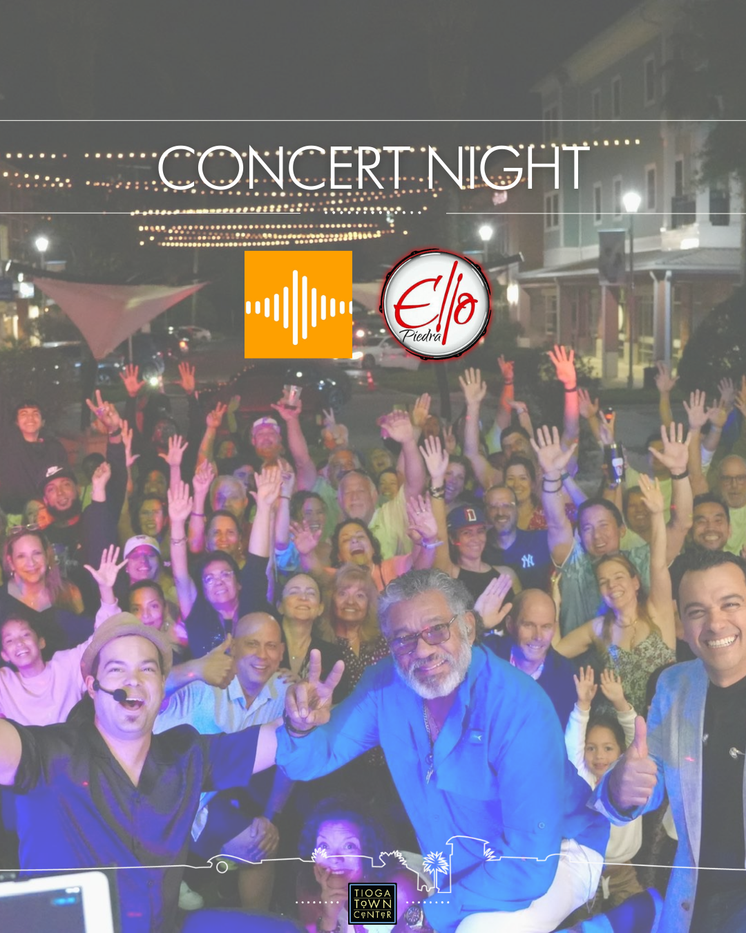 Concert night graphic of Tu Fiesta Radio and Elio Piedra