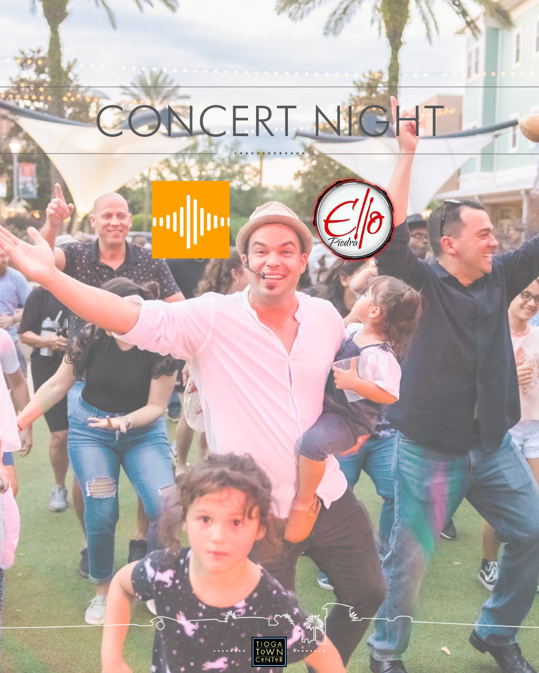 Concert night graphic of Tu Fiesta Radio and Elio Piedra