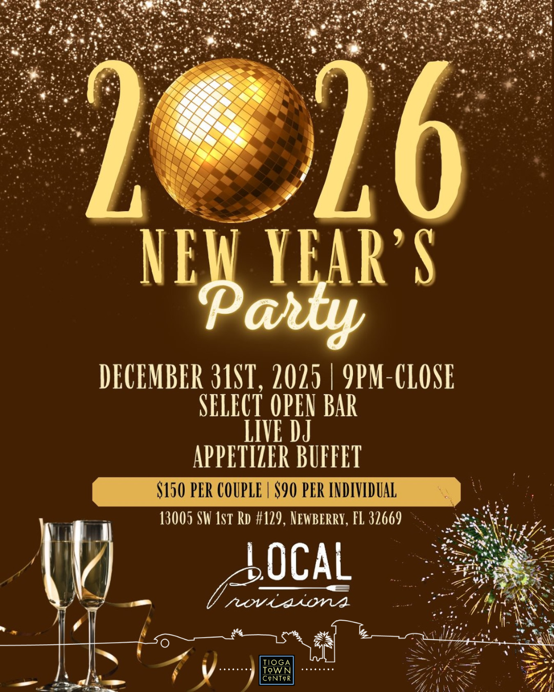 Themed Event Graphic showing event information; December 31st 2025 from 9pm-close